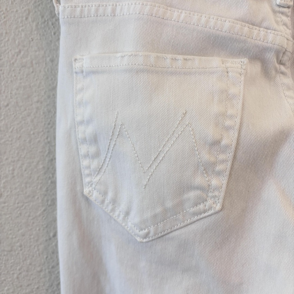 Mother The Cha Cha Fray Jeans Womens Size 25 White Glass Slipper Ruffle Hem - Picture 8 of 16